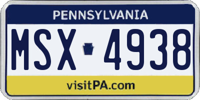 PA license plate MSX4938