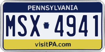 PA license plate MSX4941