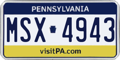PA license plate MSX4943
