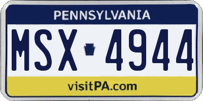 PA license plate MSX4944