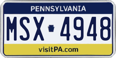 PA license plate MSX4948