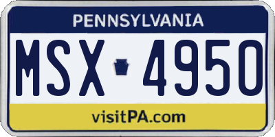 PA license plate MSX4950