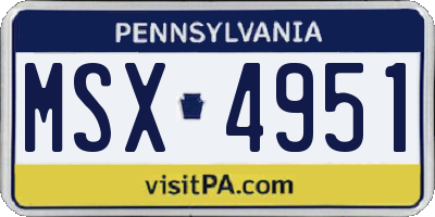 PA license plate MSX4951
