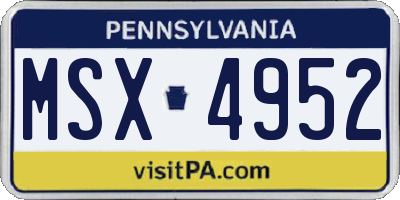 PA license plate MSX4952