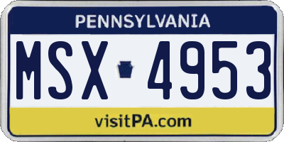 PA license plate MSX4953