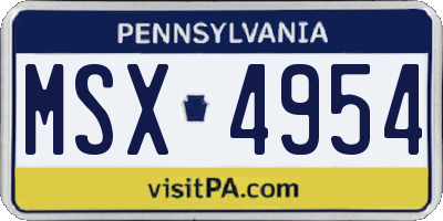 PA license plate MSX4954