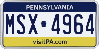 PA license plate MSX4964