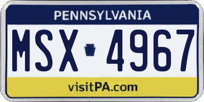 PA license plate MSX4967