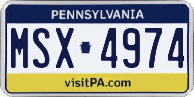 PA license plate MSX4974