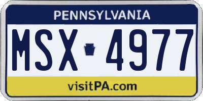 PA license plate MSX4977