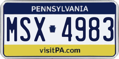 PA license plate MSX4983