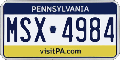 PA license plate MSX4984