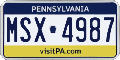 PA license plate MSX4987