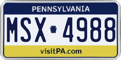 PA license plate MSX4988