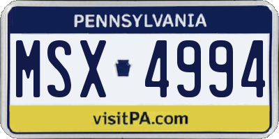 PA license plate MSX4994