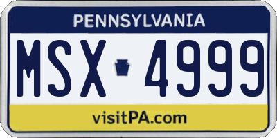 PA license plate MSX4999
