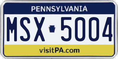 PA license plate MSX5004