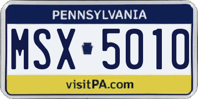 PA license plate MSX5010