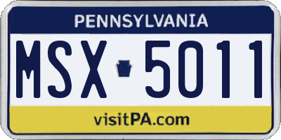 PA license plate MSX5011