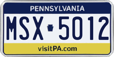 PA license plate MSX5012