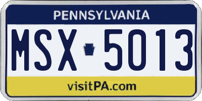 PA license plate MSX5013