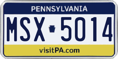 PA license plate MSX5014