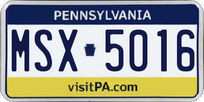 PA license plate MSX5016