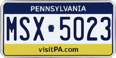PA license plate MSX5023
