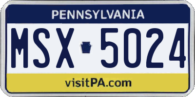 PA license plate MSX5024