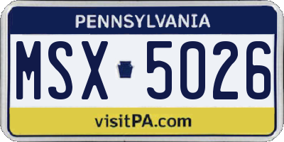 PA license plate MSX5026