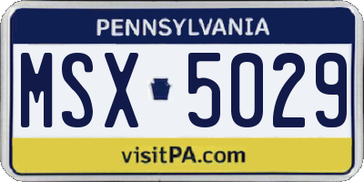 PA license plate MSX5029