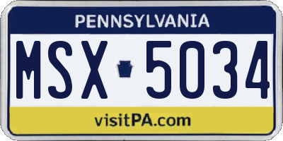 PA license plate MSX5034