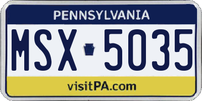 PA license plate MSX5035