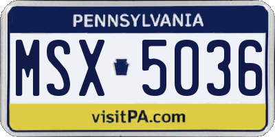 PA license plate MSX5036