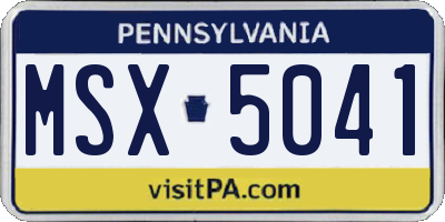 PA license plate MSX5041