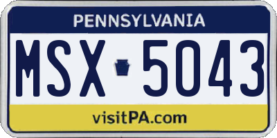 PA license plate MSX5043