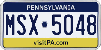 PA license plate MSX5048