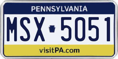 PA license plate MSX5051