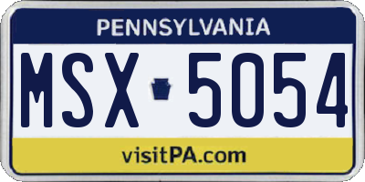 PA license plate MSX5054