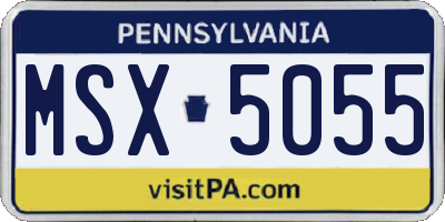 PA license plate MSX5055