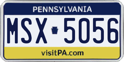 PA license plate MSX5056