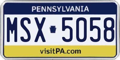 PA license plate MSX5058