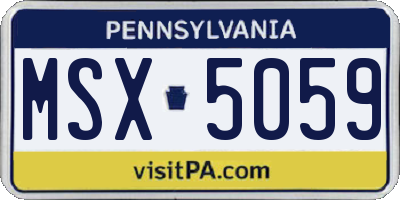 PA license plate MSX5059