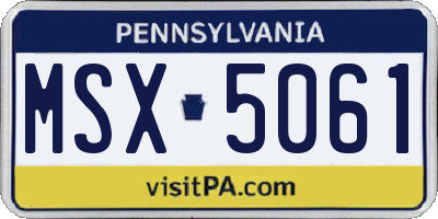 PA license plate MSX5061