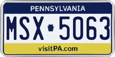 PA license plate MSX5063