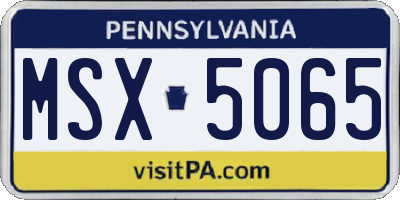 PA license plate MSX5065