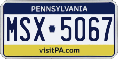 PA license plate MSX5067