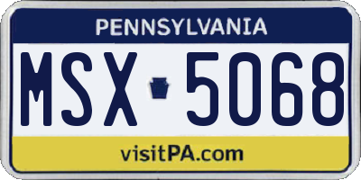 PA license plate MSX5068