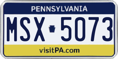 PA license plate MSX5073