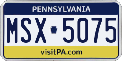 PA license plate MSX5075